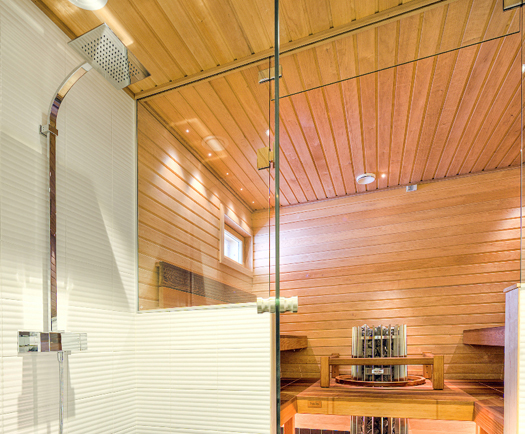 Interior View of a Large Steam Shower Room